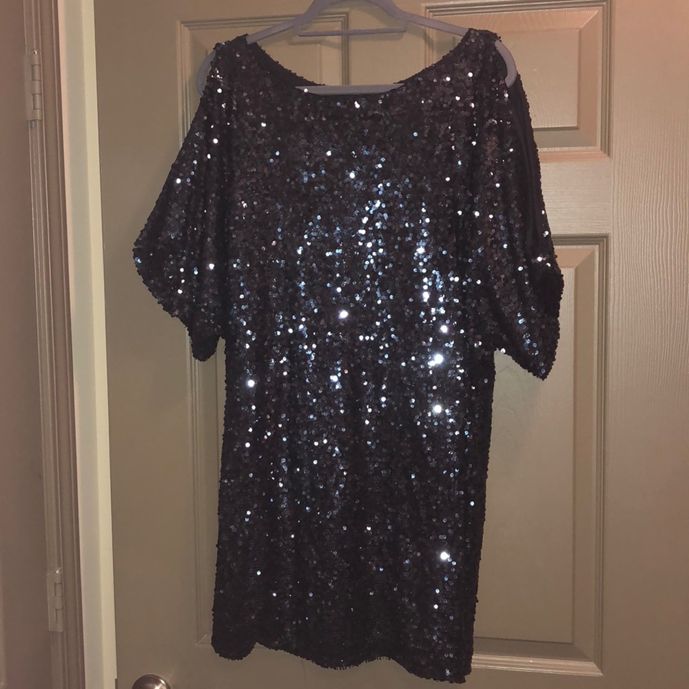 Blue sequin dress